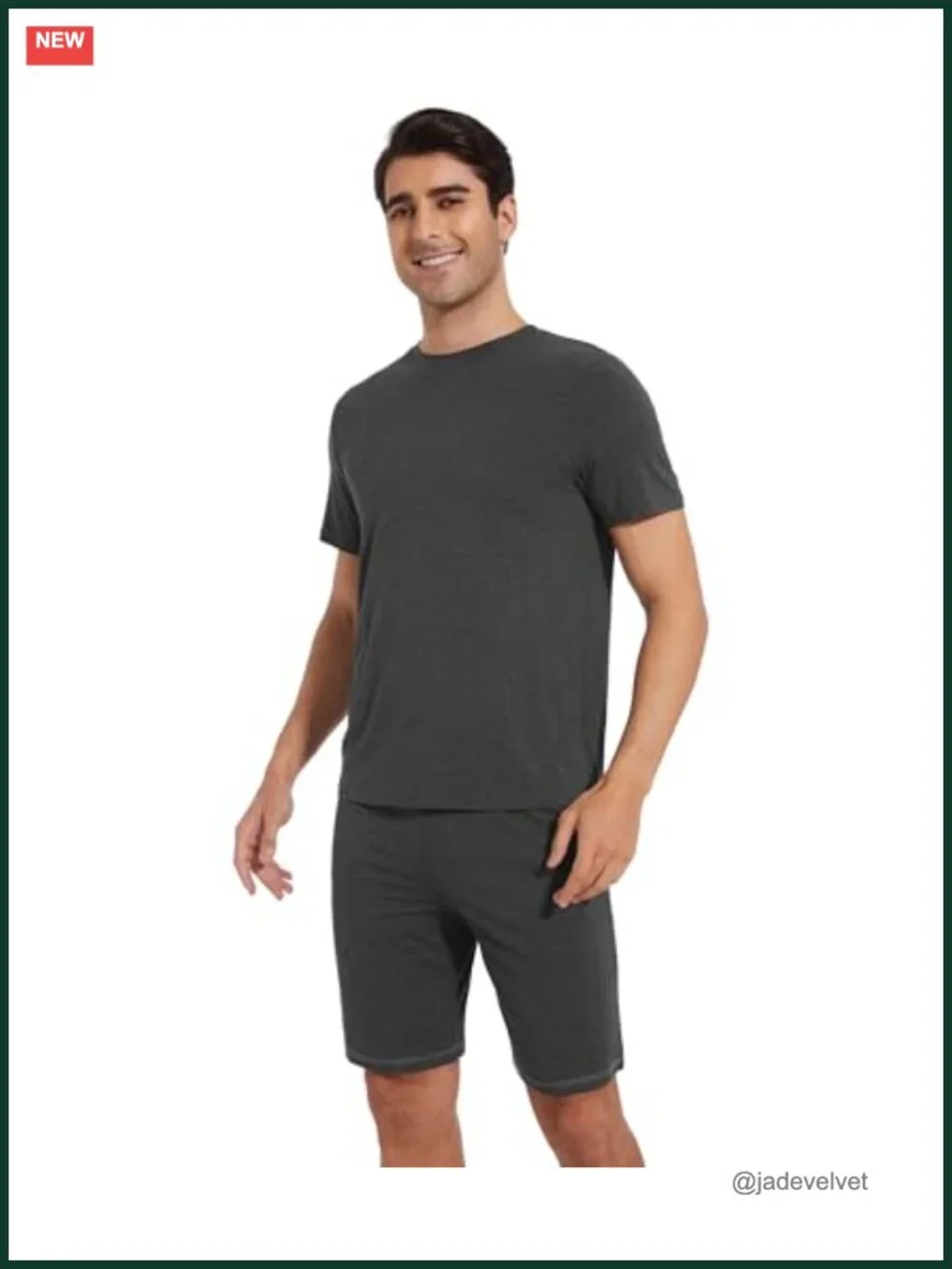 Men's Short Sleeve Pajama Set with Shorts - Lightweight Bamboo Viscose